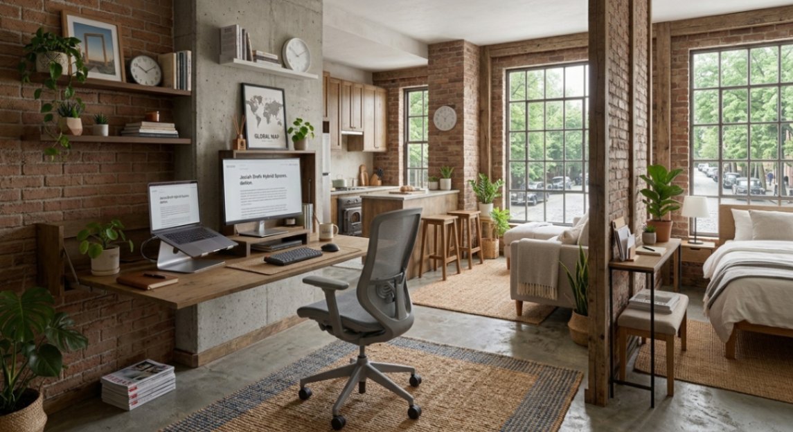 Proper monitor and work surface setup in a studio apartment