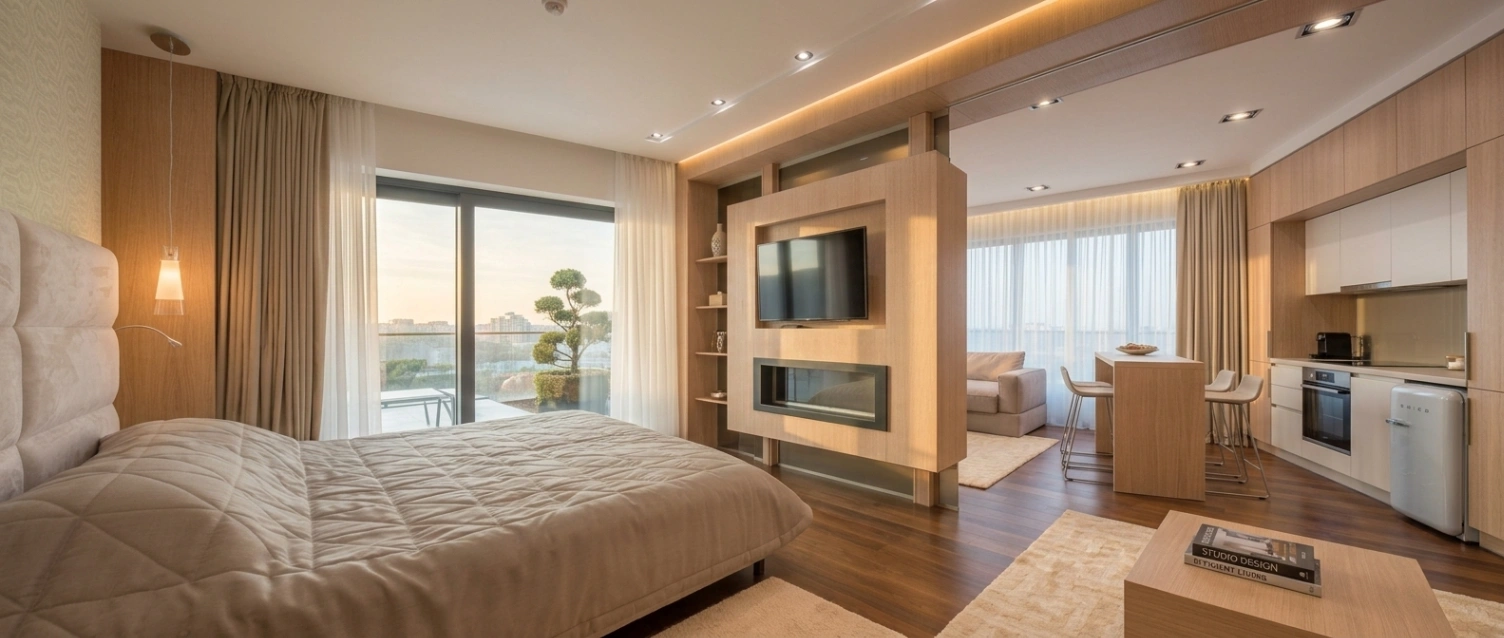 Studio apartment bedroom ideas with a comfortable sleeping area