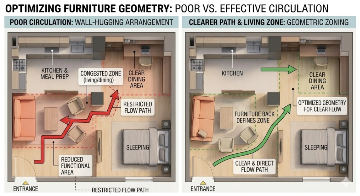 studio apartment furniture placement ideas for better circulation