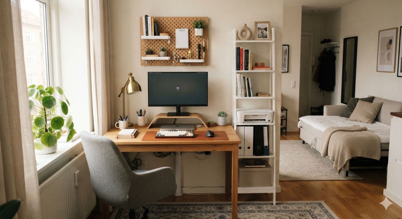 Organized Small Studio Apartment Home Office Checklist