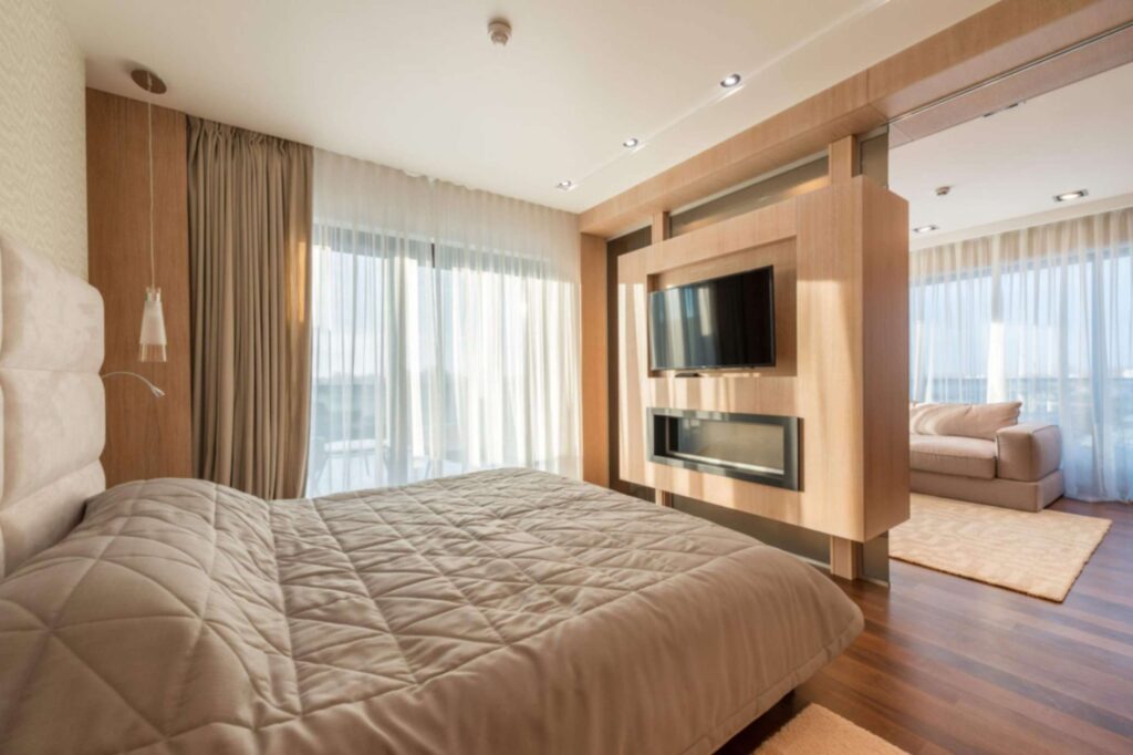 Studio apartment bedroom ideas with a comfortable sleeping area
