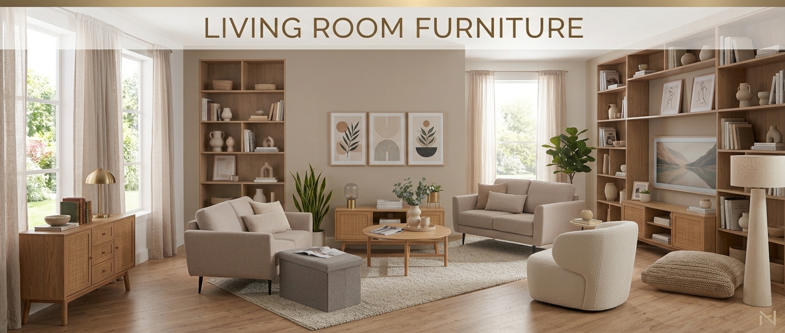 Living room furniture collection for studio apartments featuring space-saving sofas, accent chairs, coffee tables, and stylish storage furniture.